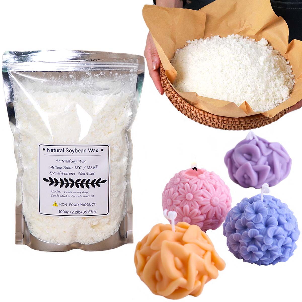 Candle Making Material - 100/250/500/1000g Natural Soy Wax Flake DIY